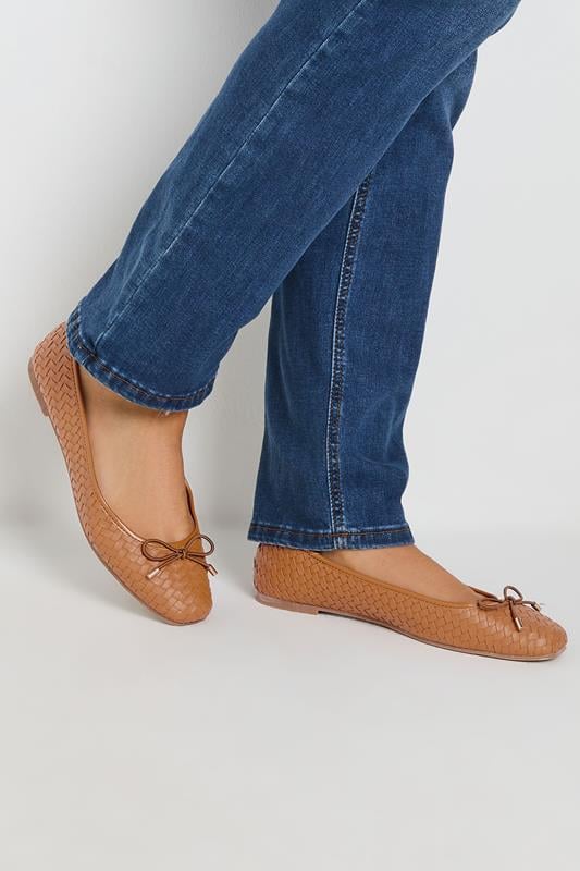 evans LTS Tan Brown Woven Ballerina Pumps In Standard Fit
