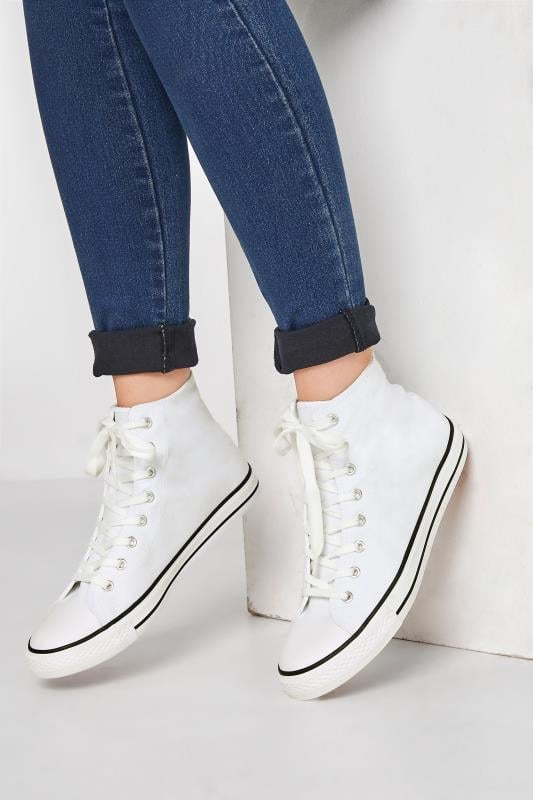 evans LTS White Canvas High Top Trainers In Standard Fit