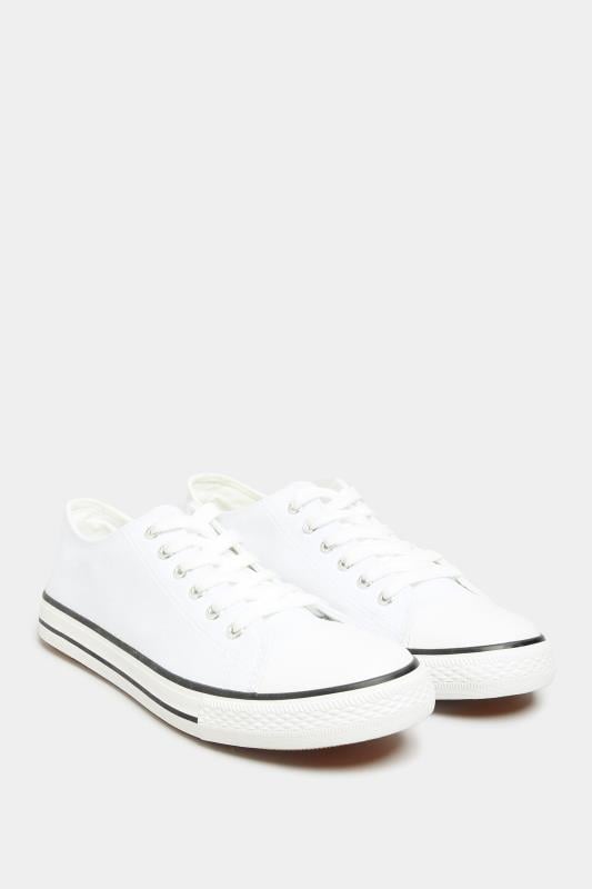 Evans LTS White Canvas Low Trainers In Standard Fit