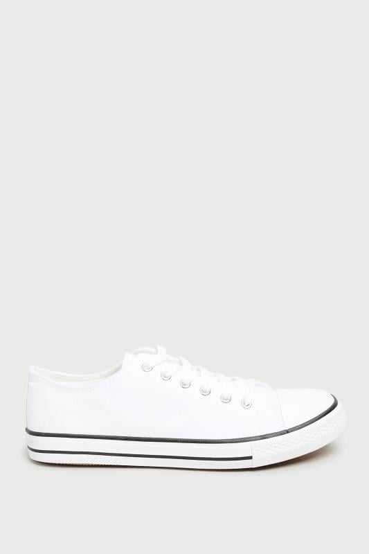 Evans LTS White Canvas Low Trainers In Standard Fit