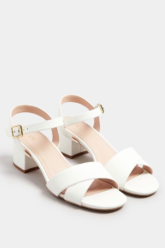 Evans LTS White Cross Over Block Heel In Standard Fit