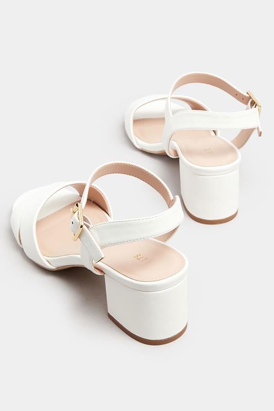 Evans LTS White Cross Over Block Heel In Standard Fit