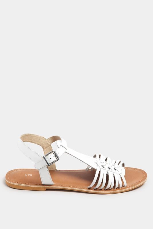 Evans LTS White Leather Fisherman Sandals In Standard Fit