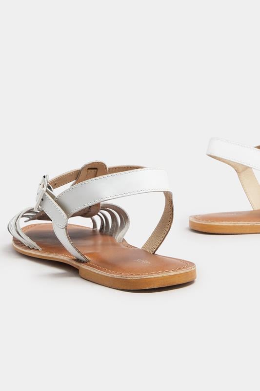 Evans LTS White Leather Fisherman Sandals In Standard Fit