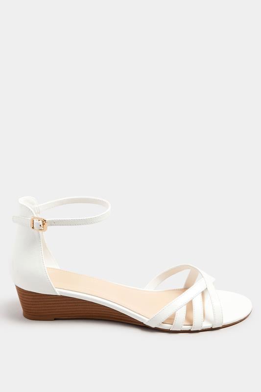 Evans LTS White Mid Heel Wedge Sandals In Standard Fit
