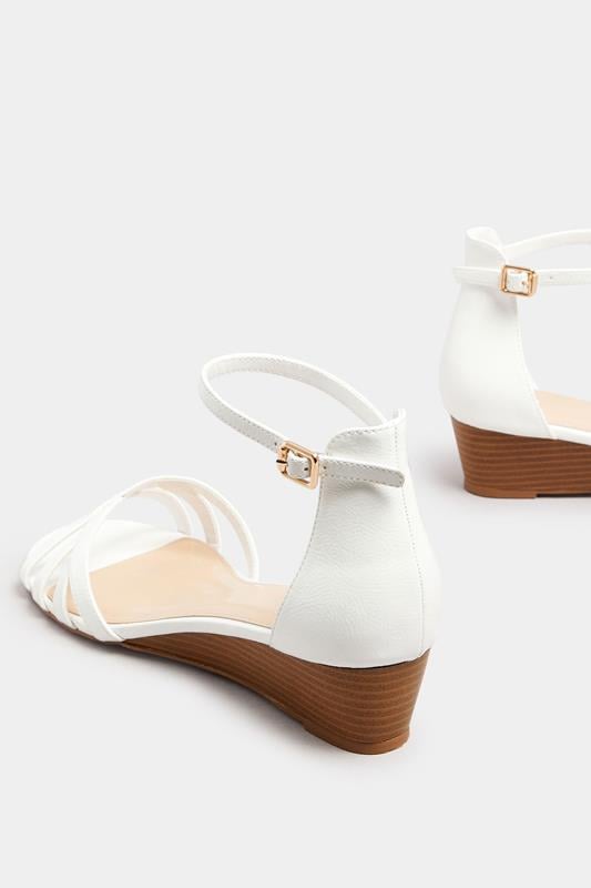 Evans LTS White Mid Heel Wedge Sandals In Standard Fit
