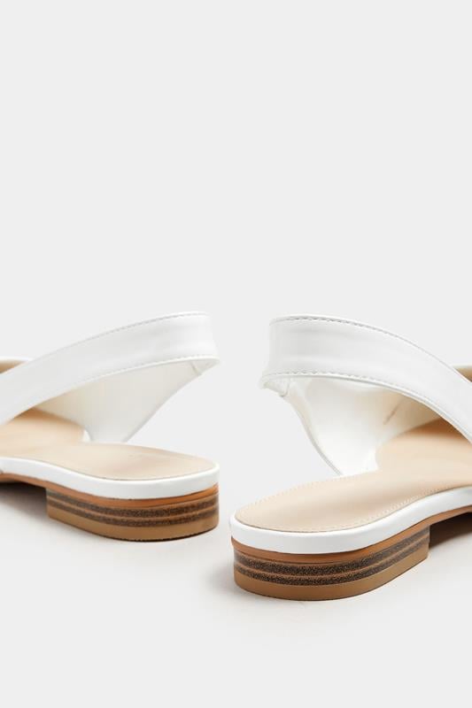 Evans LTS White Patent Slingback Flat Shoes In Standard Fit