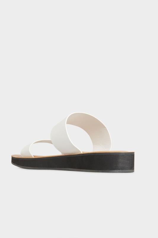 Evans LTS White Two Strap Flat Sandals In Standard Fit