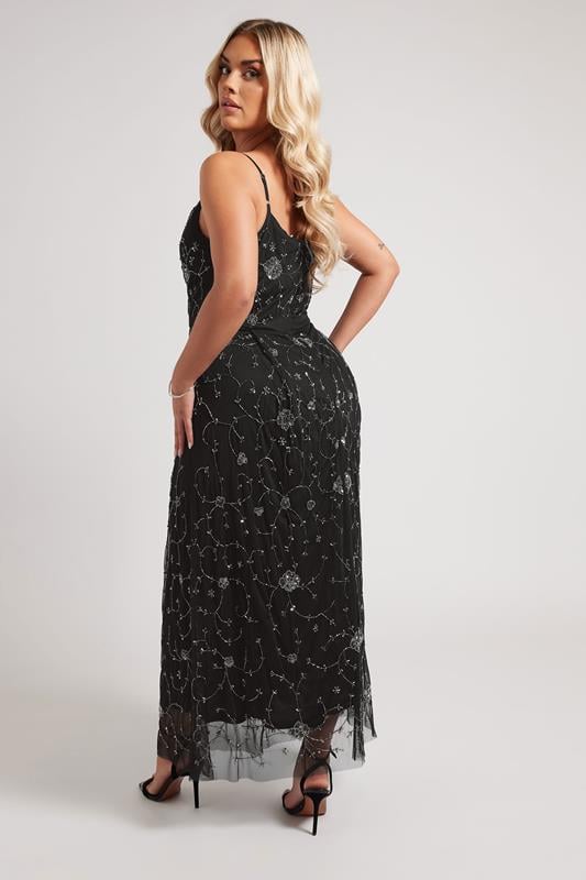 Evans LUXE Curve Black Floral Hand Embellished Maxi Dress