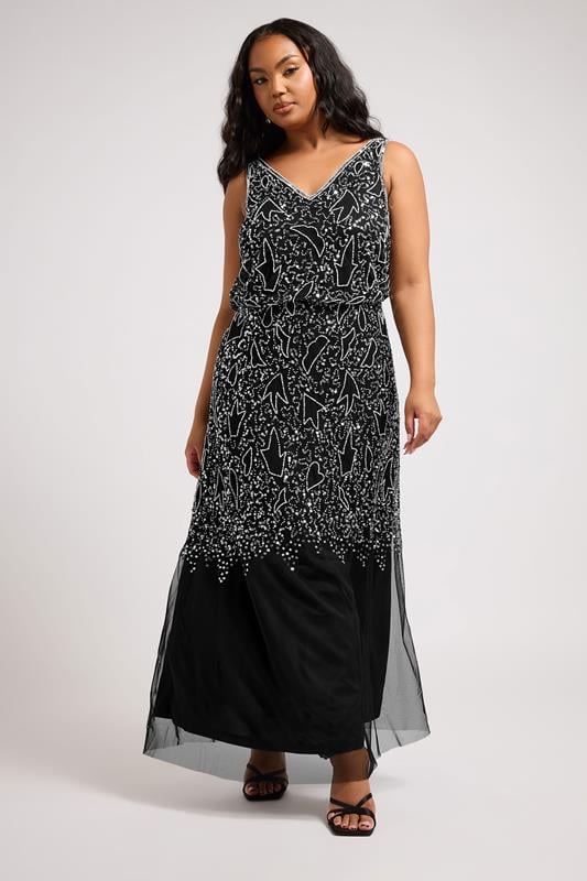 Evans LUXE Curve Black Sequin Embellished Maxi Dress