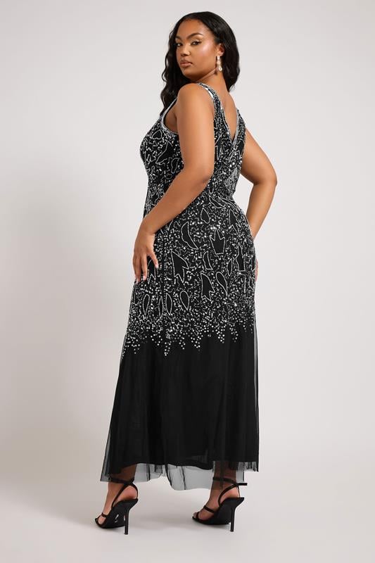Evans LUXE Curve Black Sequin Embellished Maxi Dress