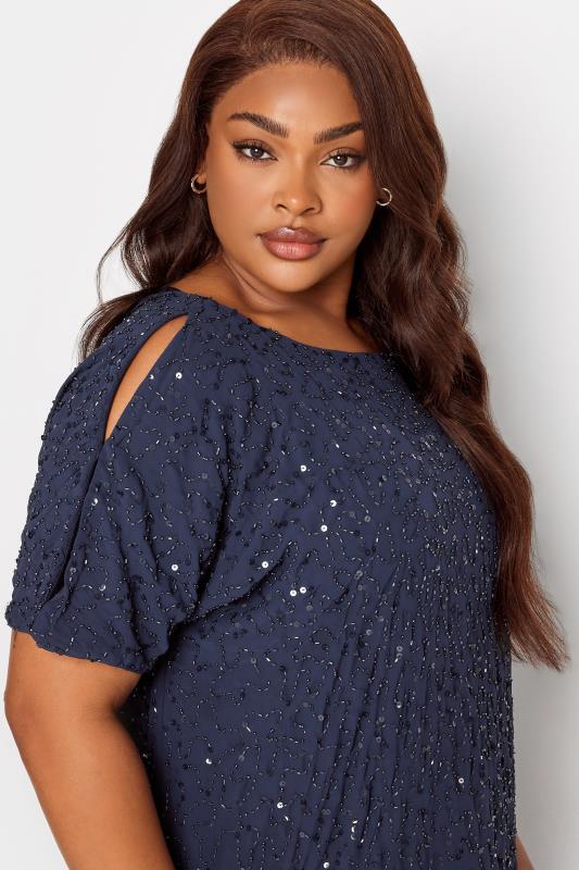 Evans LUXE Curve Blue Sequin Hand Embellished Cape Dress