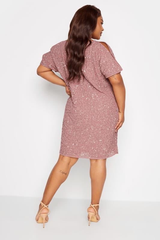 Evans LUXE Curve Light Pink Sequin Hand Embellished Cape Dress