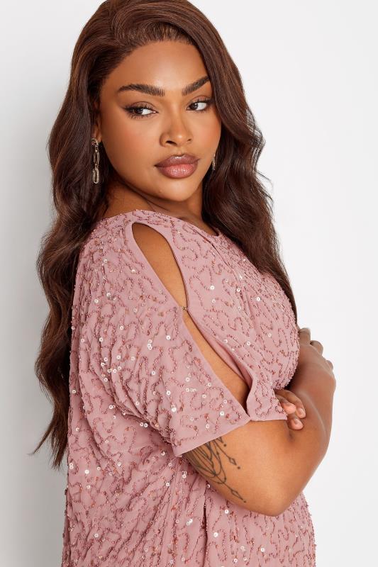 Evans LUXE Curve Light Pink Sequin Hand Embellished Cape Dress
