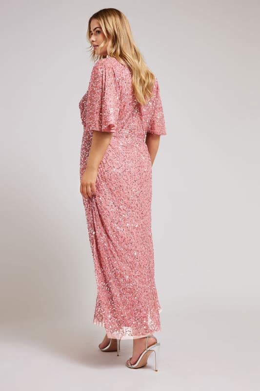 Evans LUXE Curve Pink Hand Embellished Angel Sleeve Maxi Dress