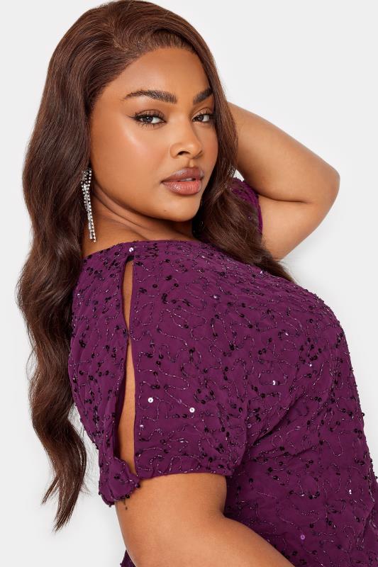 Evans LUXE Curve Purple Sequin Hand Embellished Cape Dress