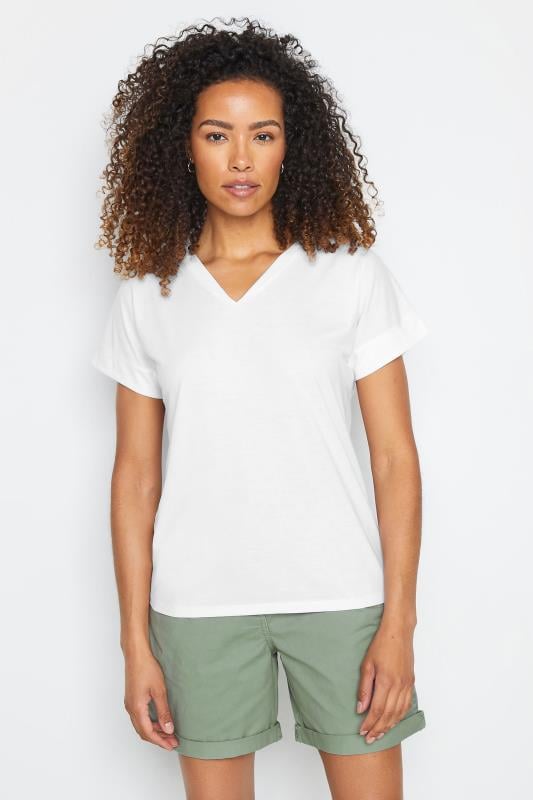 Evans M&Co 2 PACK Pink & White Cotton V-Neck T-Shirts