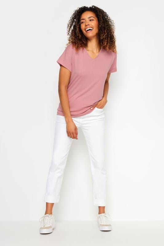 Evans M&Co 2 PACK Pink & White Cotton V-Neck T-Shirts