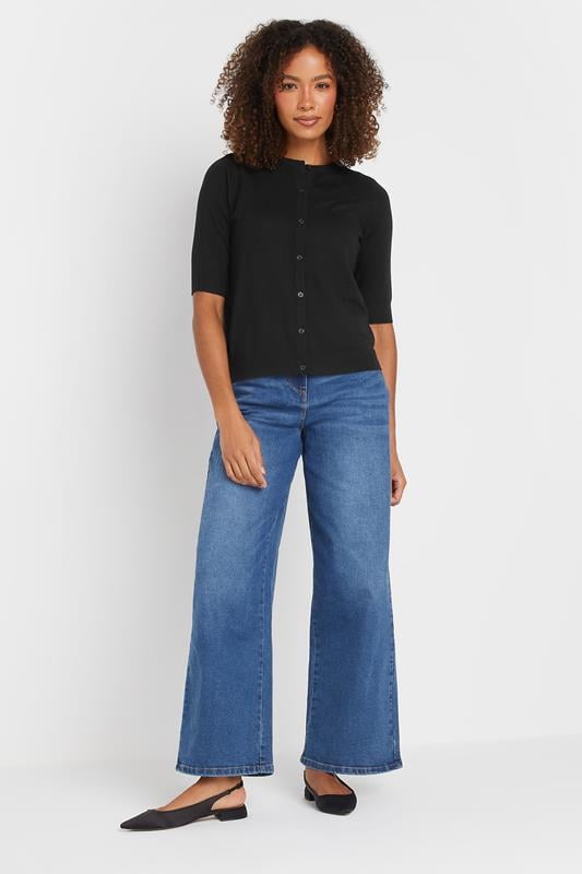 Evans M&Co Black Button Through Short Sleeve Cardigan