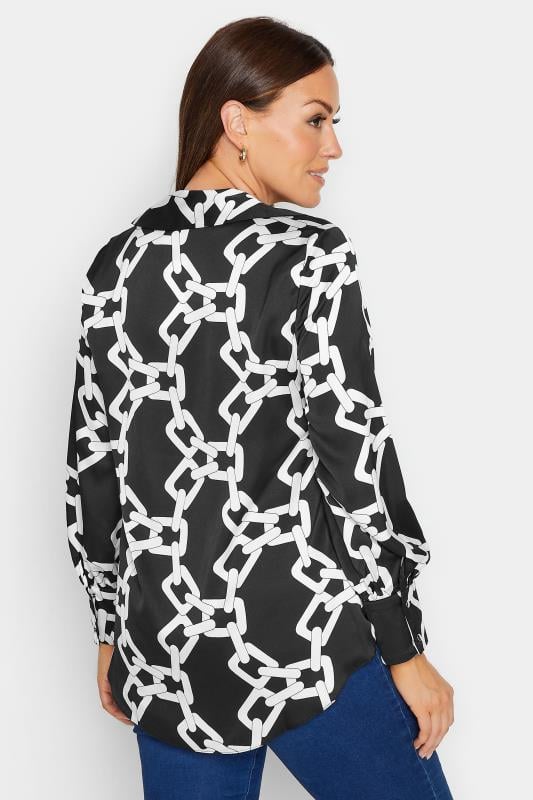 Evans M&Co Black Chain Print Cowl Neck Satin Blouse