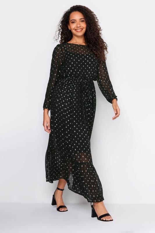 evans M&Co Black Metallic Spot Print Smock Maxi Dress