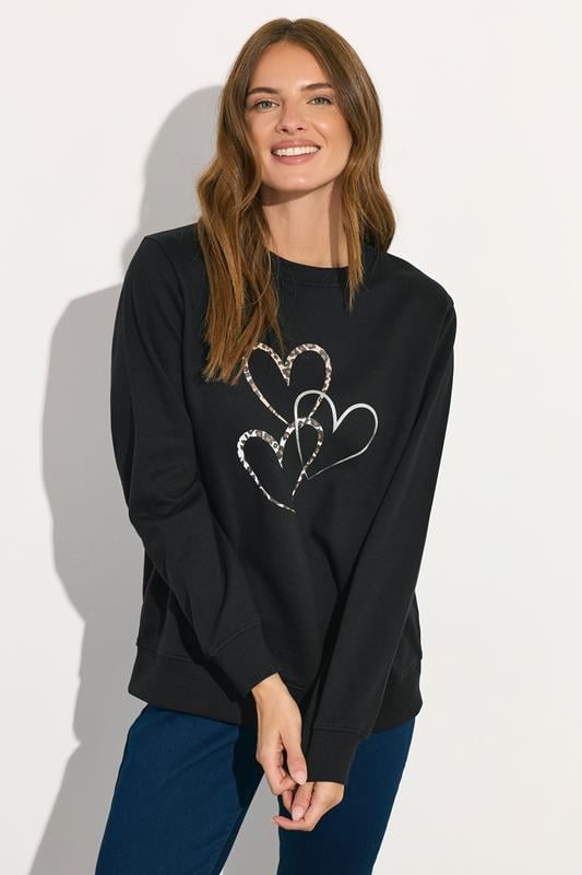 Evans M&Co Black Multi Animal Heart Print Sweatshirt