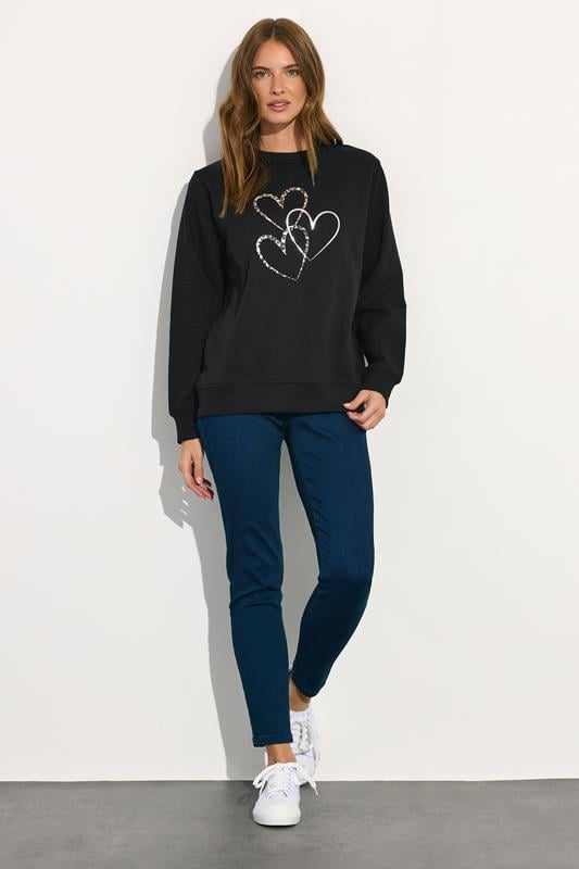 Evans M&Co Black Multi Animal Heart Print Sweatshirt