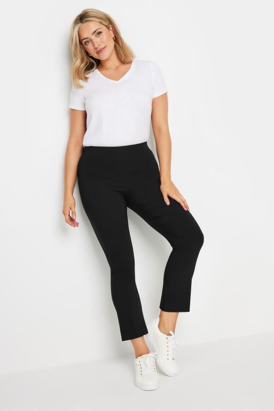 Evans M&Co Black Straight Leg Elasticated Bengaline Trousers