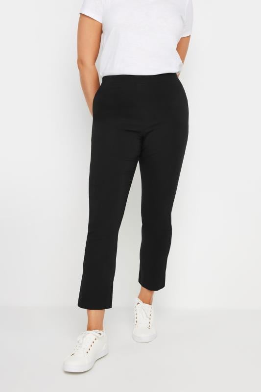 evans M&Co Black Straight Leg Elasticated Bengaline Trousers