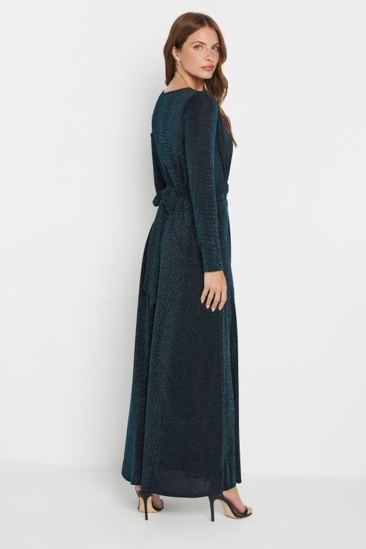 Evans M&Co Black & Teal Knot Front Metallic Maxi Dress