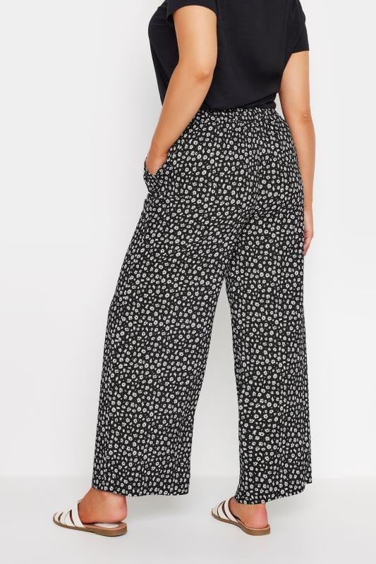 Evans M&Co Black & White Flower Print Palazzo Trousers