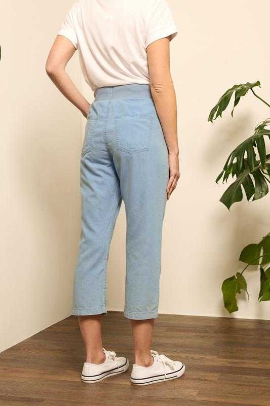 Evans M&Co Blue Light Wash Drawstring Cropped Trousers