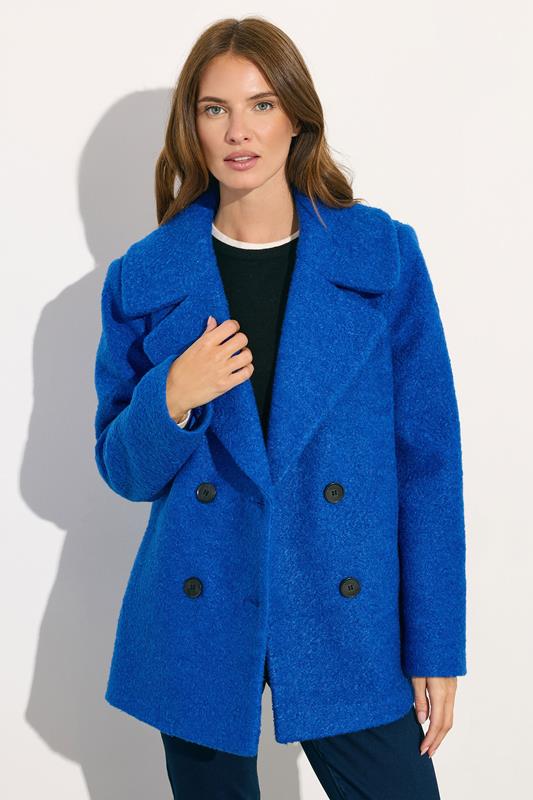 Evans M&Co Cobalt Blue Double Breasted Boucle Jacket