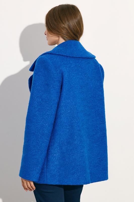 Evans M&Co Cobalt Blue Double Breasted Boucle Jacket