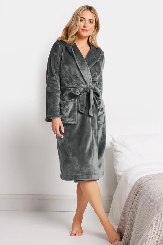 Evans M&Co Dark Grey Soft Touch Hooded Dressing Gown