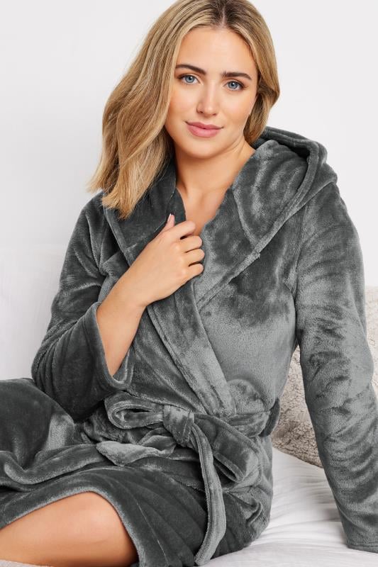 Evans M&Co Dark Grey Soft Touch Hooded Dressing Gown