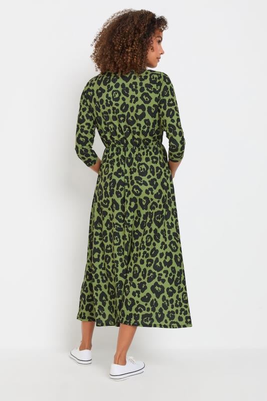 Evans M&Co Green Animal Print 3/4 Sleeve Jersey Dress