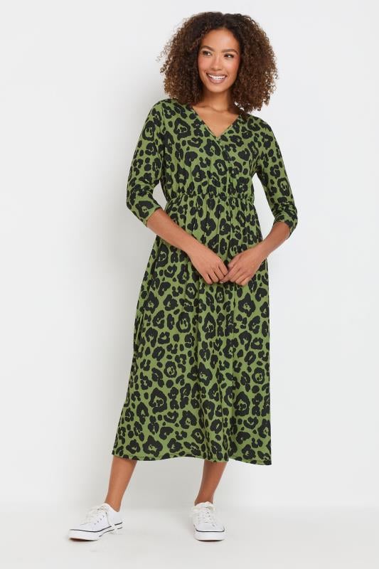 evans M&Co Green Animal Print 3/4 Sleeve Jersey Dress