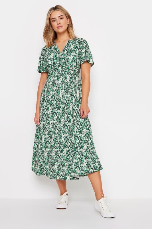 Evans M&Co Green Ditsy Floral Print Twist Front Jersey Dress