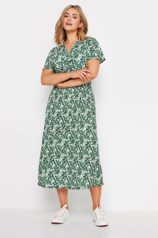 evans M&Co Green Ditsy Floral Print Twist Front Jersey Dress