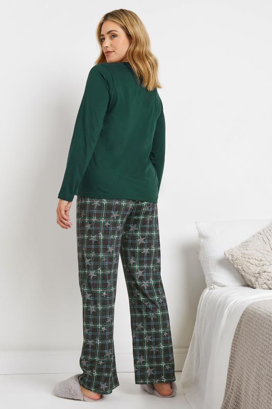 Evans M&Co Green Star & Check Print Wide Leg Pyjama Set