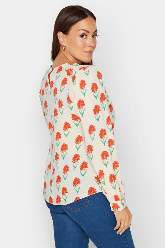 Evans M&Co Ivory White Floral Print Long Sleeve Blouse
