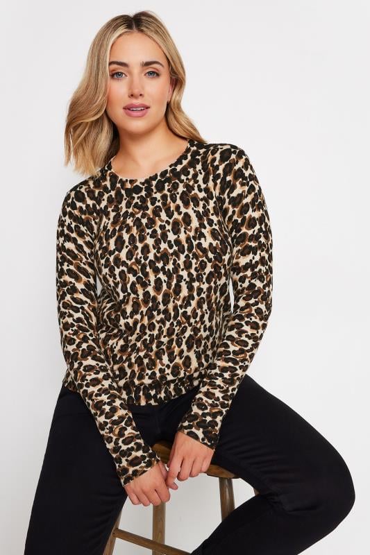 Evans M&Co Natural Brown Animal Print Crew Neck Jumper