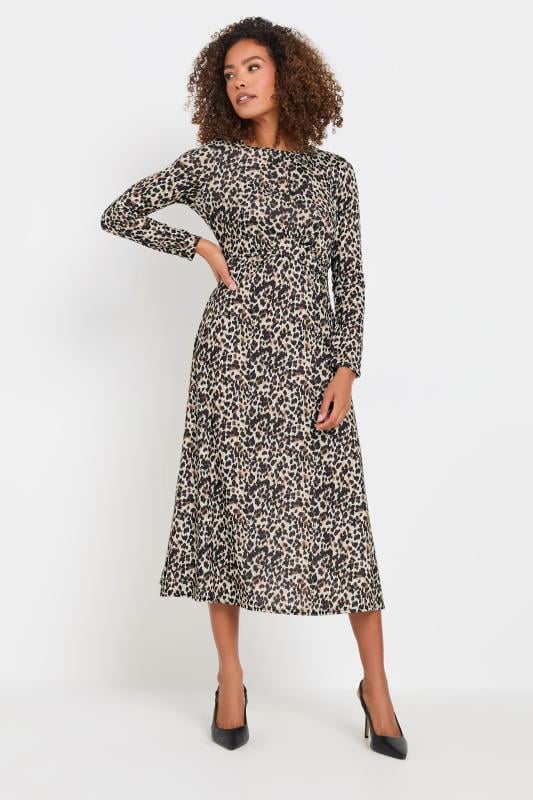 Evans M&Co Natural Brown Animal Print Twist Front Dress