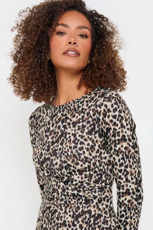 Evans M&Co Natural Brown Animal Print Twist Front Dress