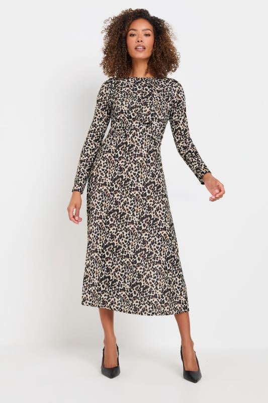 evans M&Co Natural Brown Animal Print Twist Front Dress