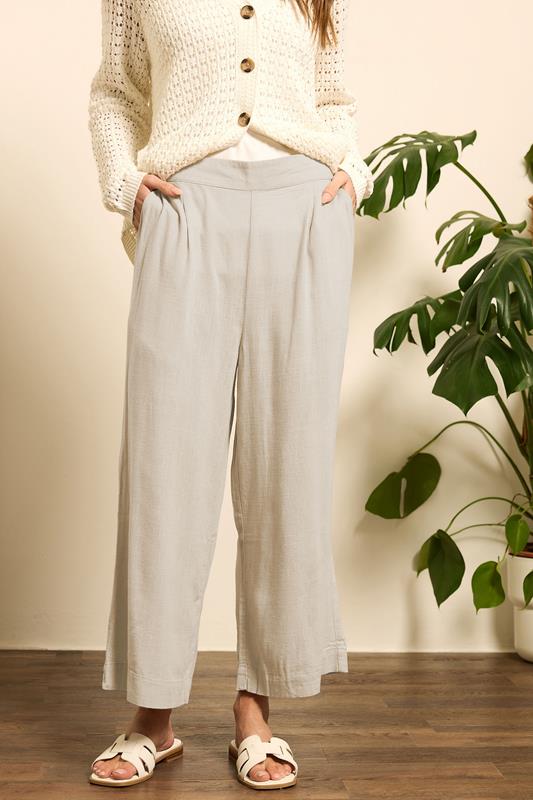 Evans M&Co Natural Brown Cropped Wide Leg Linen Trousers