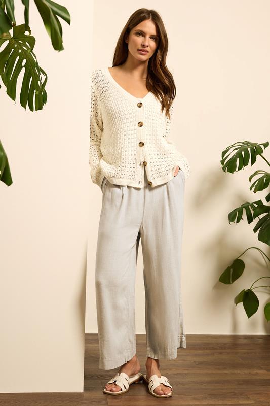 Evans M&Co Natural Brown Cropped Wide Leg Linen Trousers