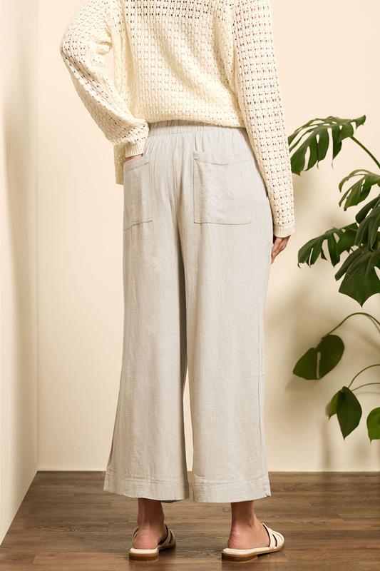 Evans M&Co Natural Brown Cropped Wide Leg Linen Trousers