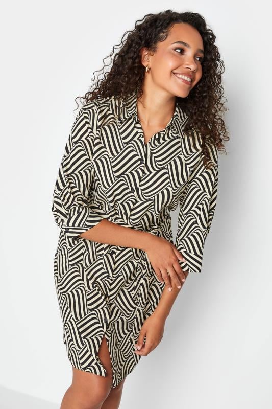 evans M&Co Natural Brown Geometric Print Shirt Dress